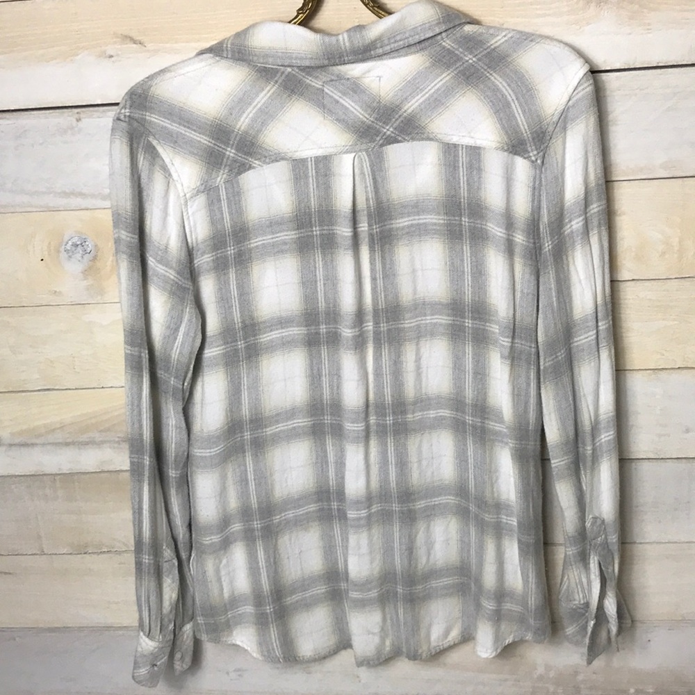 Rails White/Gray Plaid Button-Down Size Large - image 3